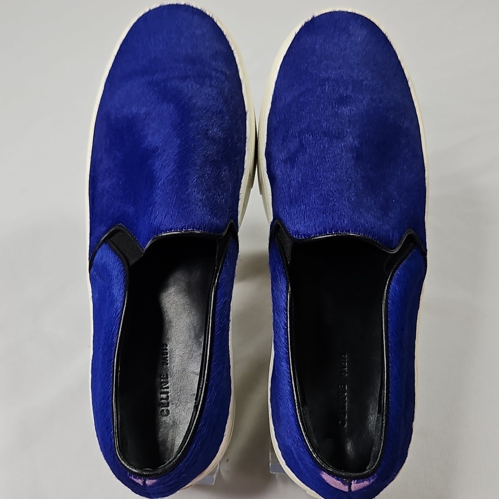 Celine Women's Blue Pony Hair Slip-On Italian Snearkers Size 36.5